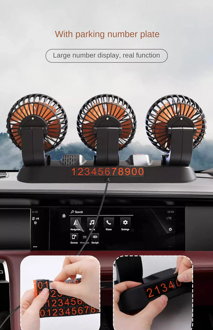 1/2/3 Head Car Fan 360° Adjustable Air Fan Automotive Electric Fan USB/12V/24V Fan 2 Speeds Car Silent FanHome Desk Office&Car