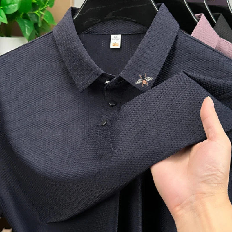 Luxury Men Short-Sleeved Polo Shirt Lapel Button Slit Hem Embroidery Designer Edition Korean-Style Leisure Fashion Men'sClothing