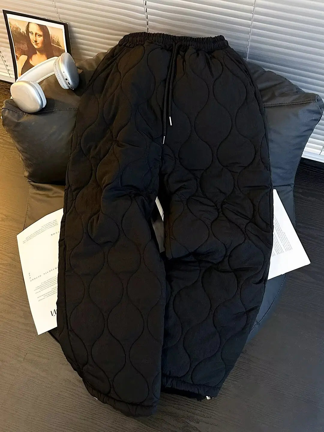 Thickened Cotton Pants for Men Winter Sports Snow Skiing Youth High School Students Anti-Wind And Warm Straight Leg Long Trou...
