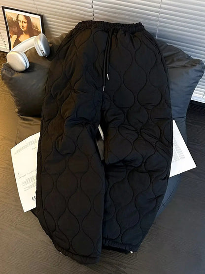 Thickened Cotton Pants for Men Winter Sports Snow Skiing Youth High School Students Anti-Wind And Warm Straight Leg Long Trou...