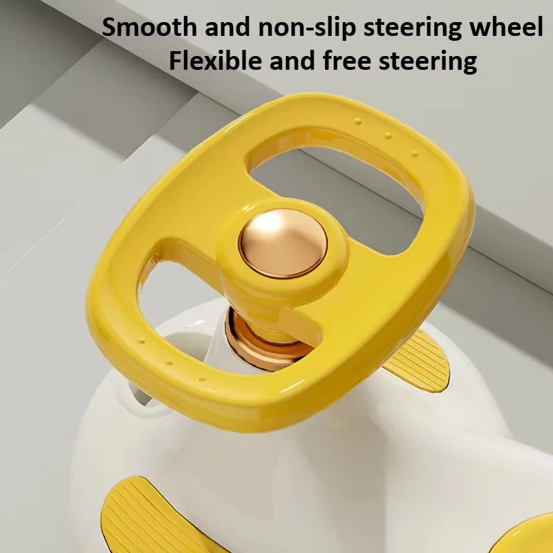 Kids Wiggle Car Ride On Toy with Music & Light Anti-Tip Design 360° Swivel Wheels Storage for Boys Girls Outdoor Playground