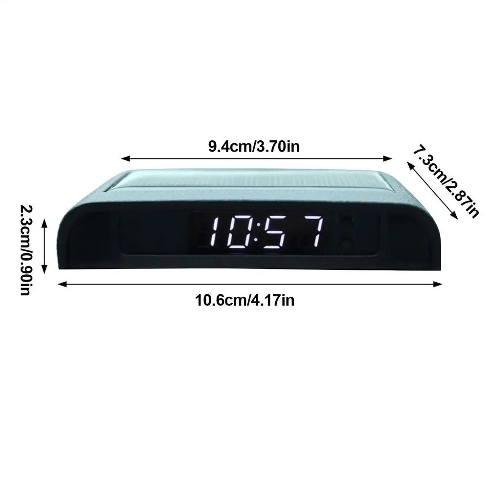 Solar Clock for Car Luminous Car Digital Clocks Vehicle Adhesive Clock Watch for Automobile Vehicles Car Interior Decoration