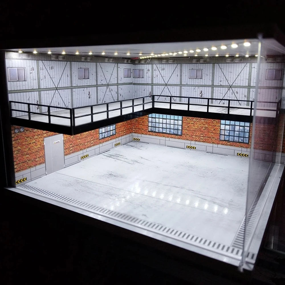 1/64 1/18 1/24 1/32 1/43 Scale Car Garage Diorama Models Set Scene LED Parking Lot Model for Matchbox Hot Wheels Collection