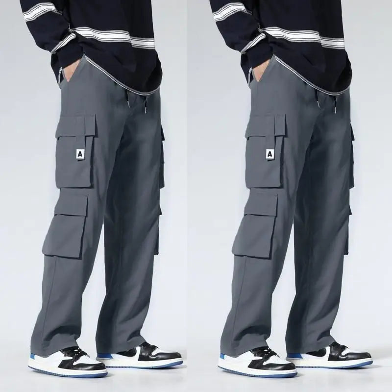 Men's Workwear Pants Straight Leg Casual Car Repair Trousers Multi-Pocket Durable Breathable Comfortable Military Green