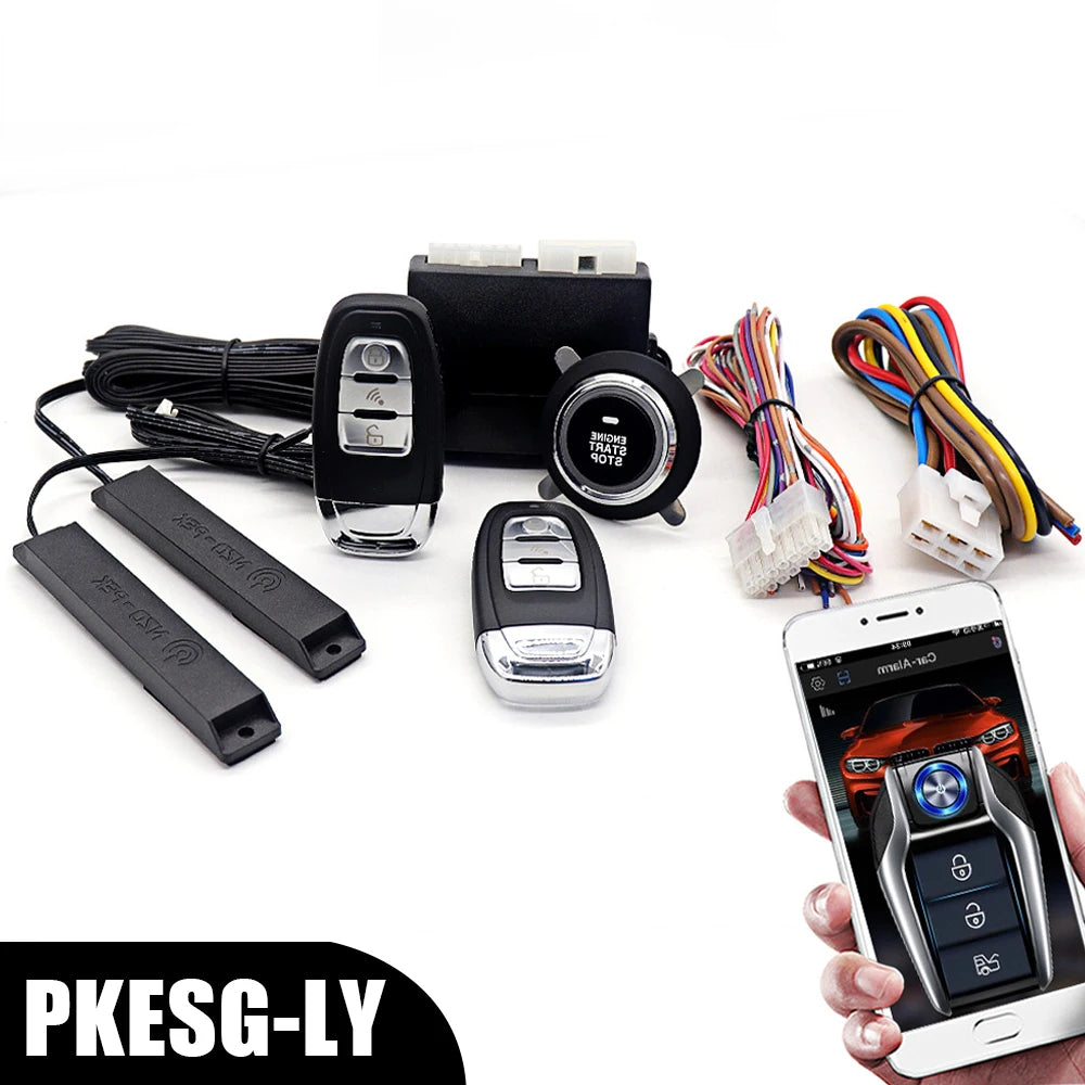 Car Smart Key Starter Alarm Bluetooth Autostart Set Auto Start Stop Push Button Keyless Entry System Skit Automotive Accessories