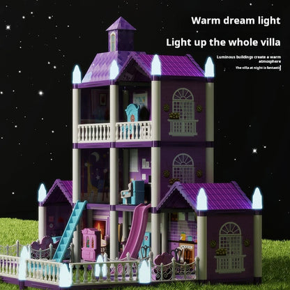 Doll House DIY Doll House Princess Castle Toy Furniture Accessories Terrace Doll Villa Play House Gifts For 3+ Year Old Girls