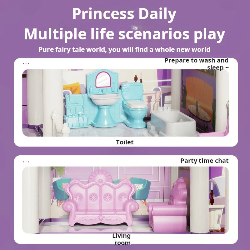 DIY Assembly Doll House Miniatures Furniture Accessories Villa Castle Model Home Decoration Girl Role Play Toy Birthday Gifts