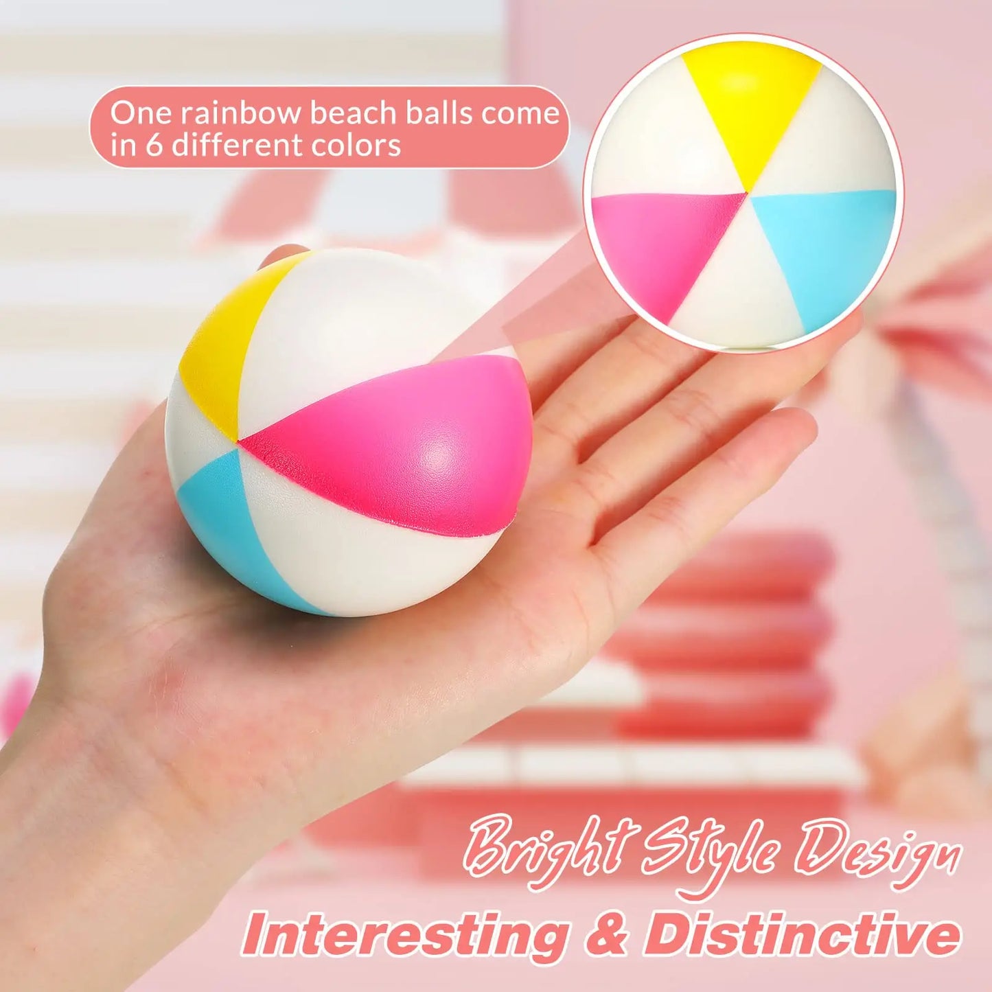 Mini Beach Stress Balls Foam PU Relief Stress Ball Mini Rainbow Beach Balls Toys for Kids Birthday Beach Hawaiian Party Favors