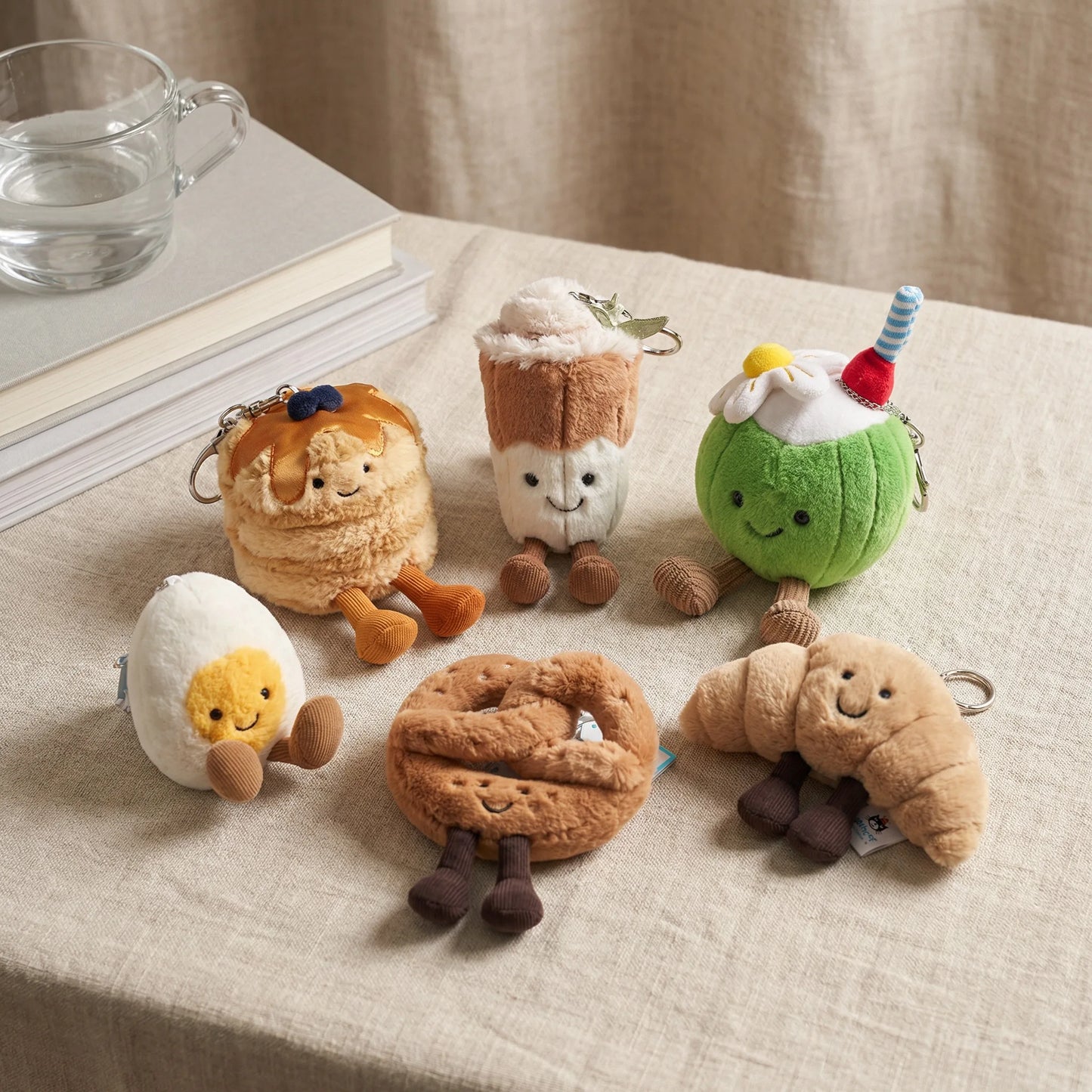 JC Kawaii Food Plush Pendant Coffee Cake Toys Soft Stuffed Food Shaped Fluffy Cuddly Gift for Kids Birthday Xmas Home Bag Decor