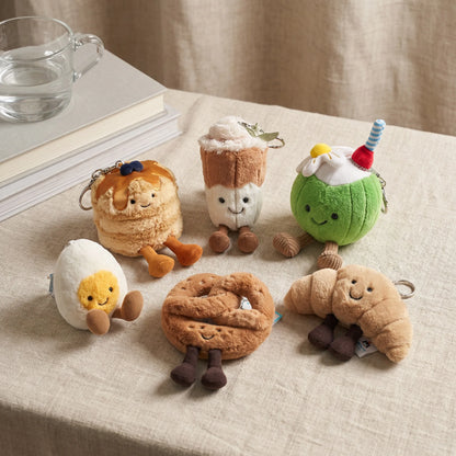 JC Kawaii Food Plush Pendant Coffee Cake Toys Soft Stuffed Food Shaped Fluffy Cuddly Gift for Kids Birthday Xmas Home Bag Decor