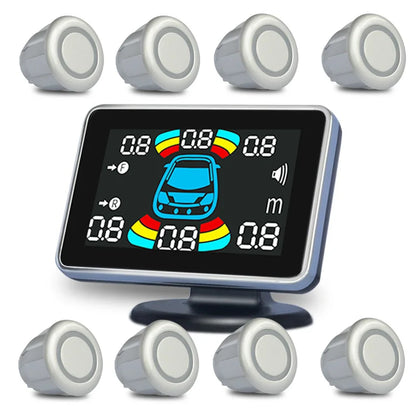 8 Parking Sensor Parktronic Car Automobile Reversing Backup Radar Electronics Rear Auto Detector Backing Assistance Kit Buzzer