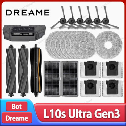 Dreame L10s Ultra Gen3 / L30s Pro Ultra Robot Vacuum Cleaner Accessories Main Side Brush Mop Cloth Hepa Filter Dust Bag Spare