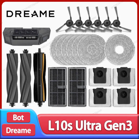 Dreame L10s Ultra Gen3 / L30s Pro Ultra Robot Vacuum Cleaner Accessories Main Side Brush Mop Cloth Hepa Filter Dust Bag Spare