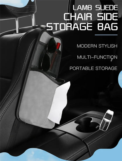 Car Seat Back Bag With Tissue Holder Car Seat Side Storage Bag Car Multifunctional Hanging Drink Holder Mesh Storage Pocket