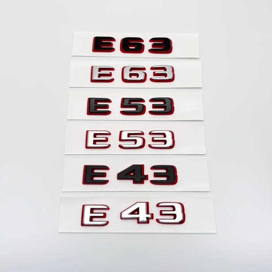 2024 New style Two tone Letters Numbers Emblem E43 E53 E63s for Car Fender Trunk Rear W212 W213 W214 Sticker
