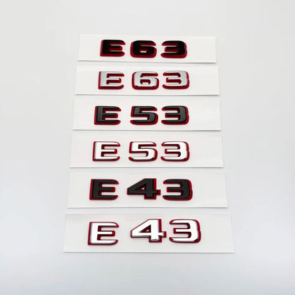 2024 New style Two tone Letters Numbers Emblem E43 E53 E63s for Car Fender Trunk Rear W212 W213 W214 Sticker