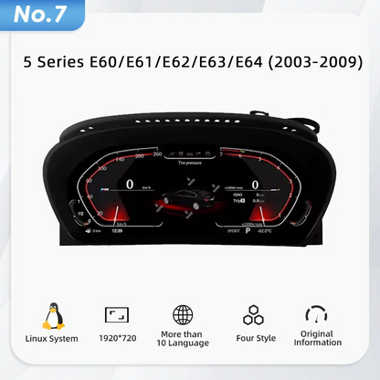 LCD Dashboard for BMW E90 E70 E71 E60 E81 E87 F10 F20 F30 F32 F06 E84 F48 E83 F25 F26 F15 Speedometer Digital Display Cluster