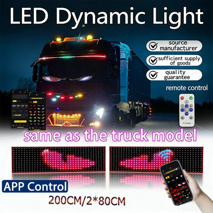 LED Truck Devil's Eye Light Custom Car Lights APP Control For Windshield Flexible Programmable Scrolling Dynamic Flexible Panel