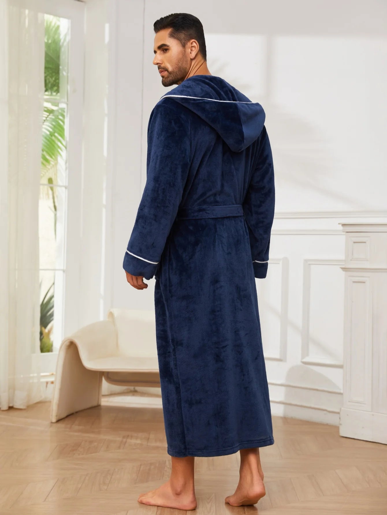 Winter New Arrival Men's Flannel Couple's Robes Men's Flannel Bathrobe Pyjamas Women's Coral Fleece Thickened Mid-Length Robe