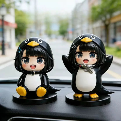 Guguga Little Penguin PVC Figure Cute Car Dashboard Decor Anime Collection Birthday Gift Kawaii Office Desk Toy Home Decor