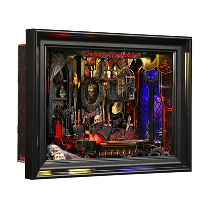 Book Nook Kit Vampire DIY Wooden Puzzle Dracula Gothic Style Halloween Bookshelf Dollhouse Model Bookend Building Home Dec