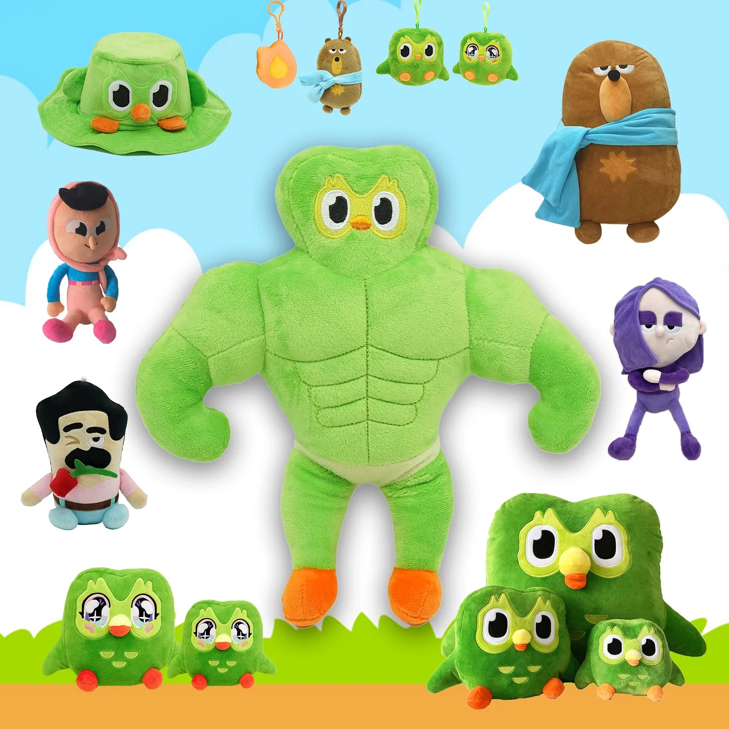 TreasuringU 2026 New Green Owl Plush Toy Kawaii Cute Bear Stuffed Dolls Cool Purple Girls Plushie Duobuff Children Birthday Gift