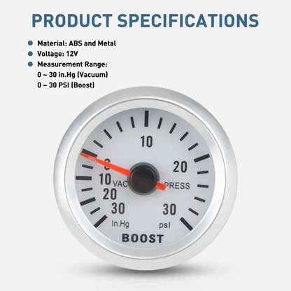 Universal 52mm Turbo Boost Gauge with Digital Display Accurate 0-30 PSI for Car Pressure Monitoring