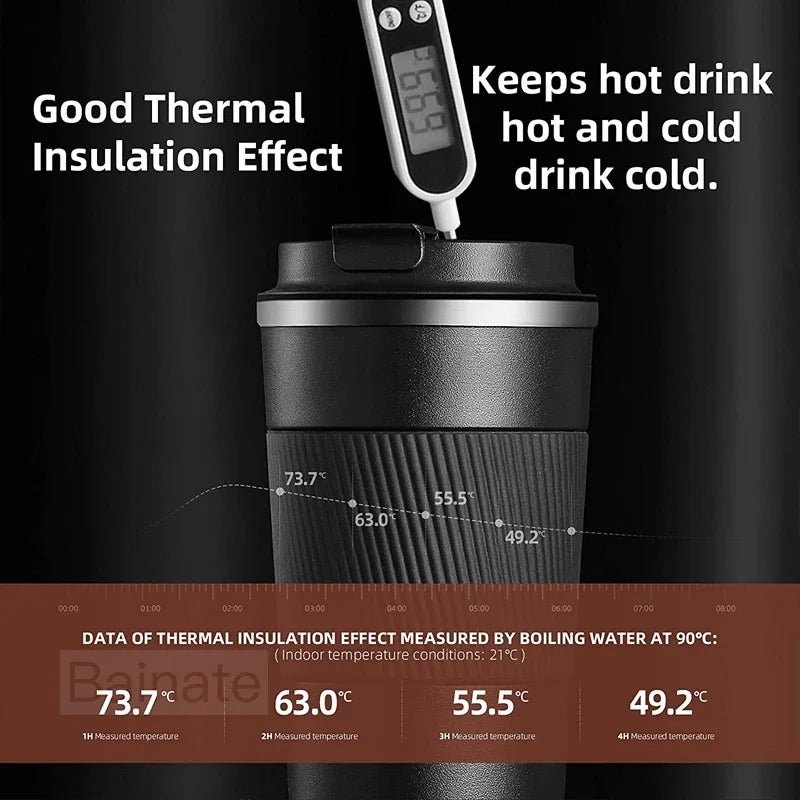 510ML Car Stainless Steel Coffee Mug with Lid Anti-Scald Drinks Cup For Audi A3 A4 B8 8P 8V B6 A5 A6 C7 Q5 B9 B7 C6 Q2 Q7 Q3 A7