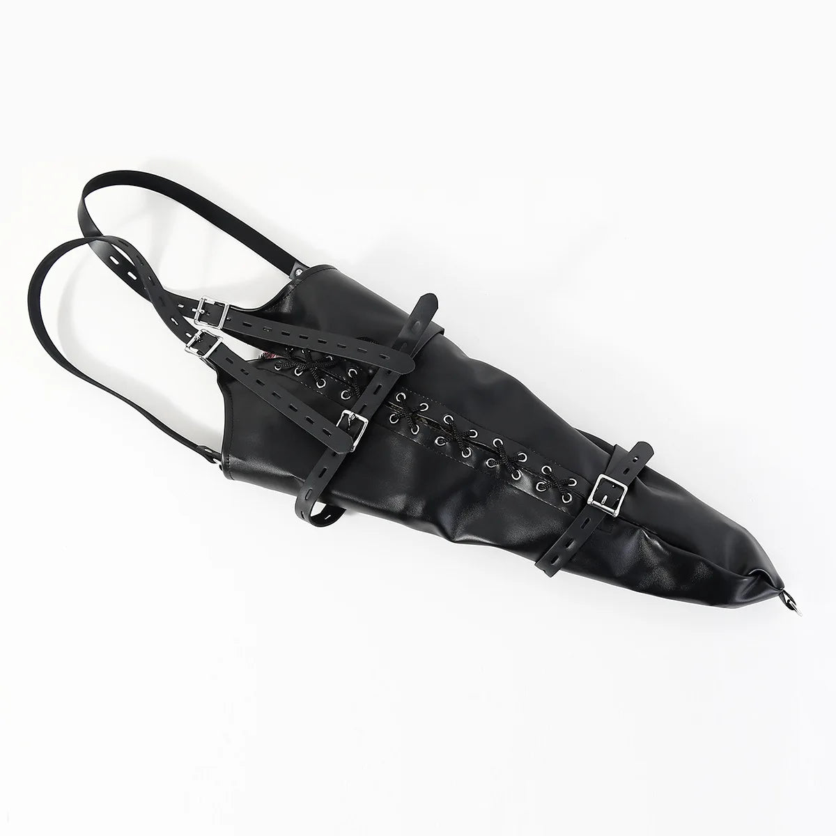 LILUPLAY Sexy Full Sleeve Leather Glove Zippered Armbinder One Arm Binder Bondage Restraint with over Shoulder Straps for Play