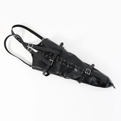 LILUPLAY Sexy Full Sleeve Leather Glove Zippered Armbinder One Arm Binder Bondage Restraint with over Shoulder Straps for Play