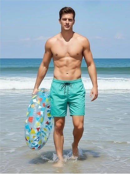 2026 Summer Men's Swim Trunks 5 Inch With Compression Liner Board Shorts Bathing Suits Pockets Beach Swimsuits Surfing LYZ095