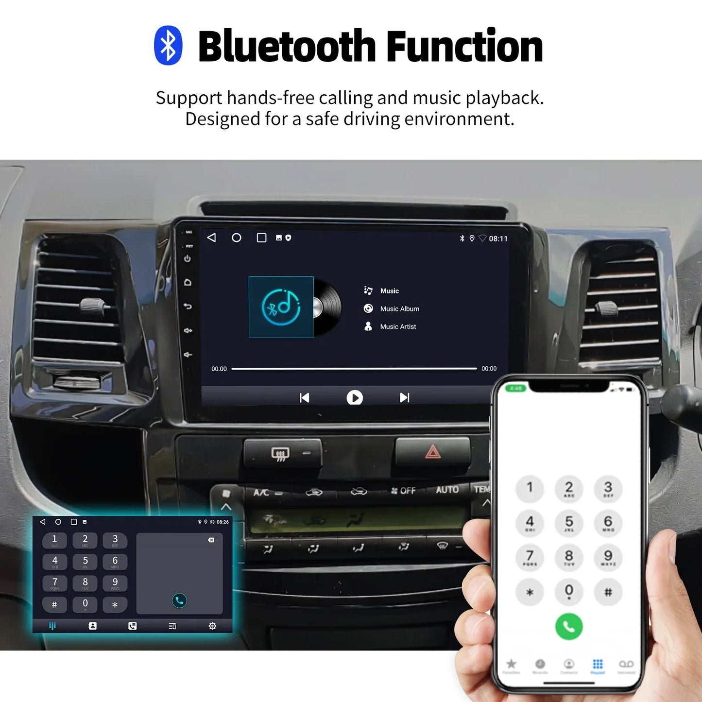 DAB+ 9“ Android 15 For Toyota Fortuner HILUX Revo Vigo N70 2007-2015 Multimedia Video Player Stereo GPS 2din Carplay Car Radio