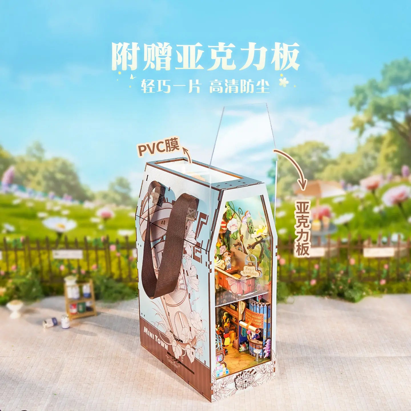 Tonecheer Mini Town Monster Carnival Wooden Puzzle Building Blocks Diorama Model Kit 3D Wooden Gift Toy Dollhouse Decoration