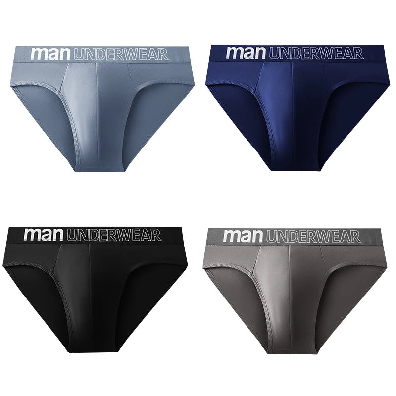 4pcs Men's Sexy Briefs Student Fashion Underwear Men's Panties Breathable Elastic Large Size Male Underpants Letter waist print