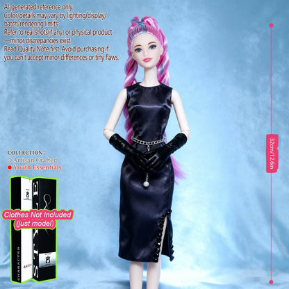 Pro-Grade 12.6in 1/6 BJD Doll - 12-Articulated Statue, Exquisite Makeup, Fluffy Hair, Desktop Ornament (No Clothing)