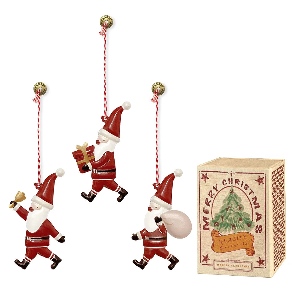 Aizulhomey Metal Christmas ornaments double-sided hand painted iron pendant christmas tree decoration gifts arts handicraft