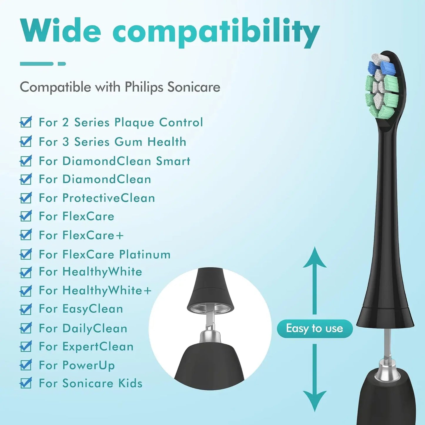 4/8pcs Replacement Brush Heads Compatible with Philips Sonicare Electric Toothbrush Brush Head for 2100 4100 5100 6100 7300 9000