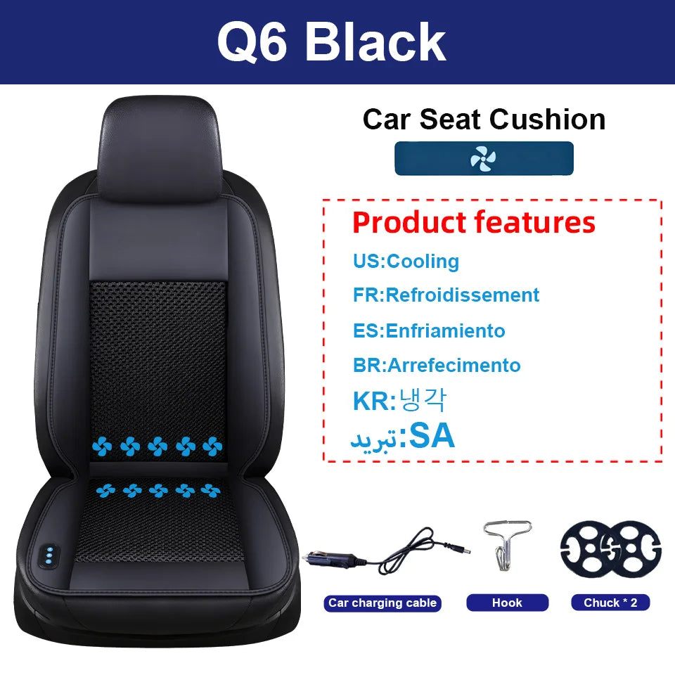 12V Summer Cooling Winter Heating Car Seat Cushion with 10 Turbo Fans Ventilation Heating Massage Function Optional Universal