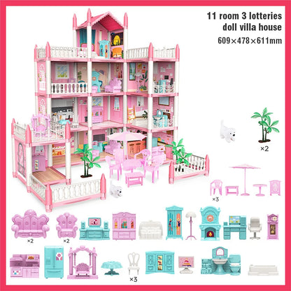 DIY Doll House Assembly Villa Castle Model Furniture Accessories Home Decoration Girl Role Play Educational Toy Birthday Gifts
