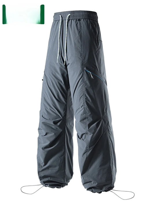Thickened Duck down Men's Trousers Autumn Winter Warmth Workwear Loose Fit 90 White Duck down Filling Windproof Pants