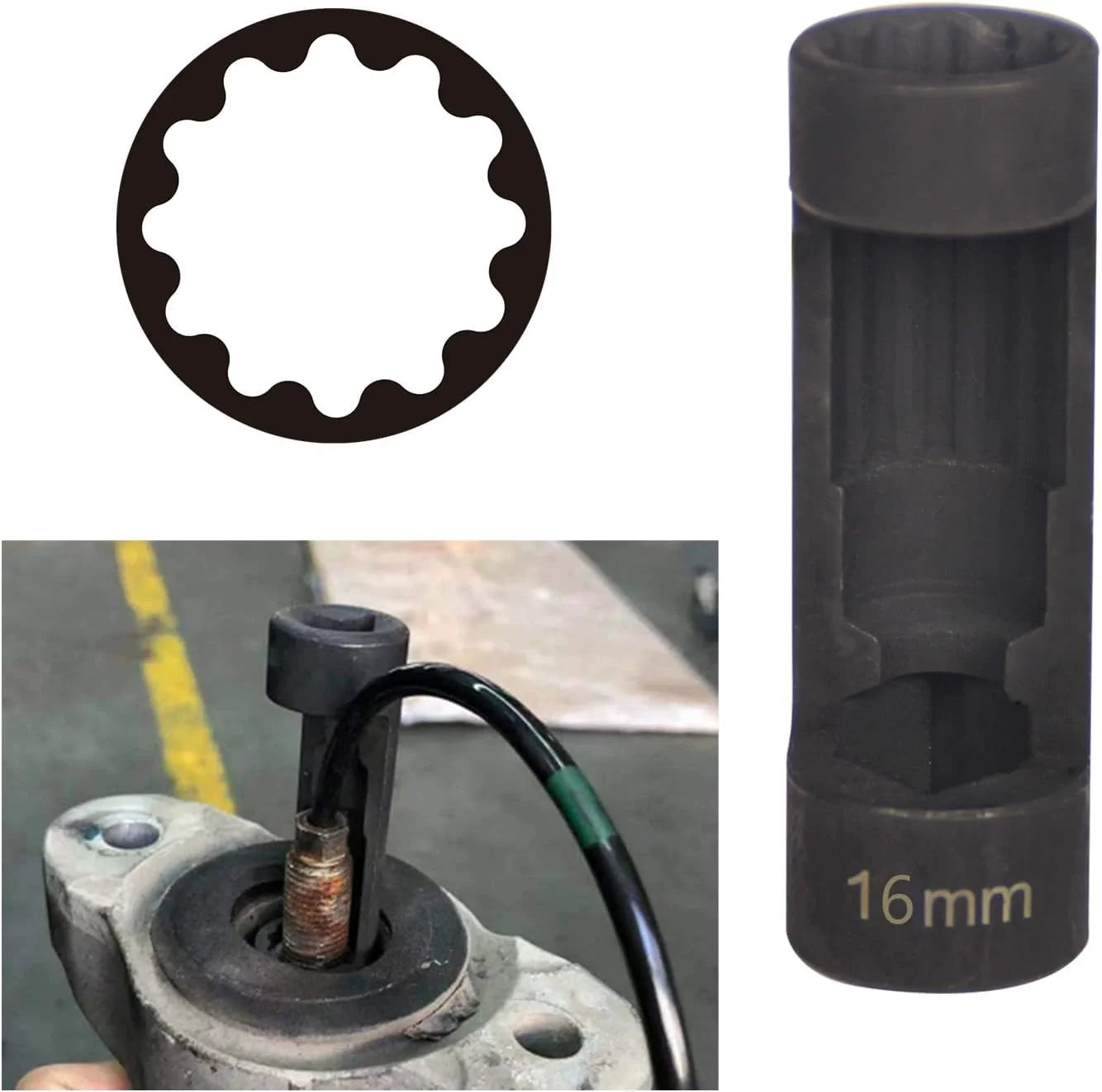 Automotive 1/2 Inch Drive 12 Point Suspension Strut Socket Tool 16-24mm Shock Absorber Nut Remover for Car Auto Repair Hand Tool