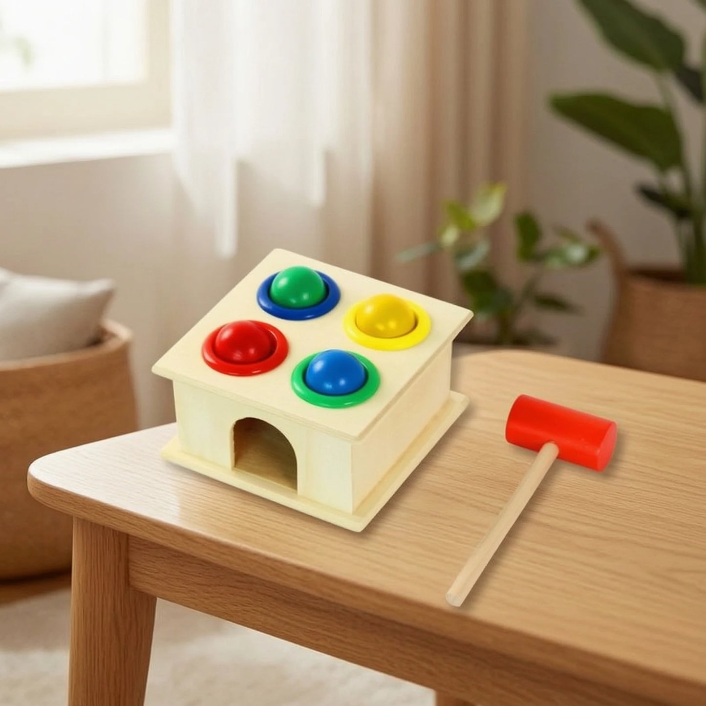 Wooden Pounding Toy Compact Hammering Toy Wooden Mallet Lightweight Mini for Toddlers, Playroom, Classroom