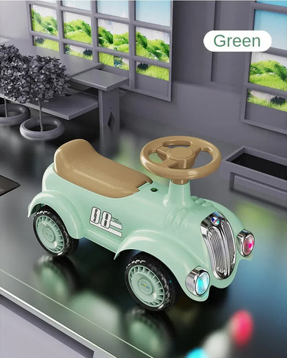 Ride On Car for Toddlers Classic Ride On Train Sliding Car with Sound & Light Under Seat Storage Retro Toys for Kids Boys Girls