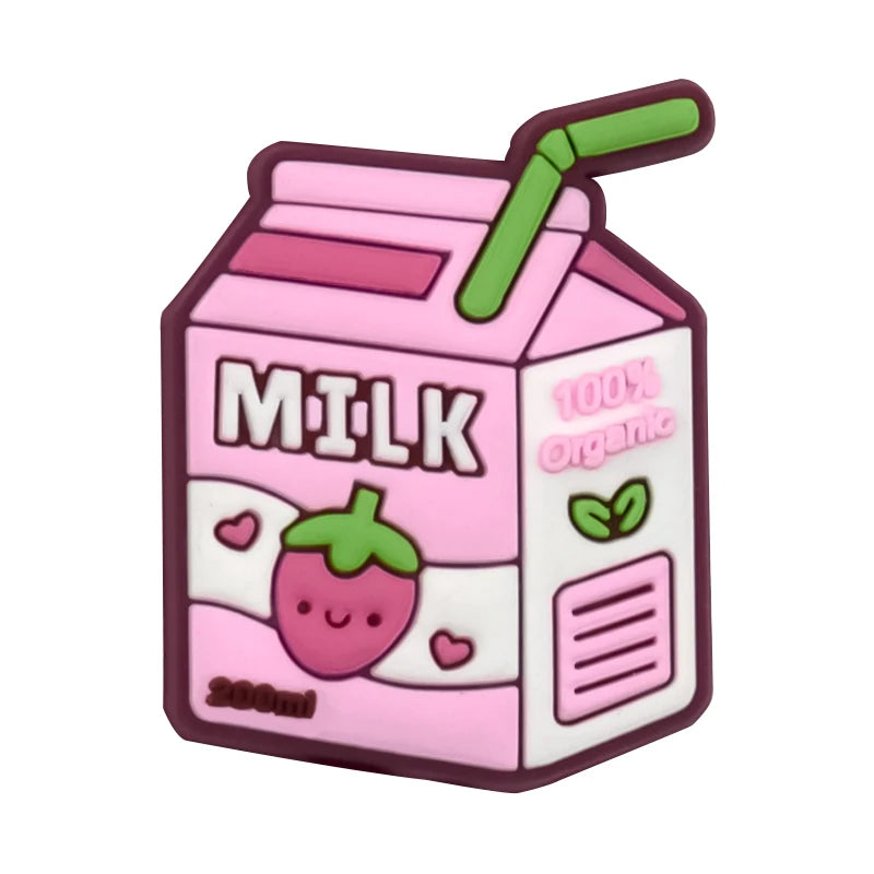 1/30/90PCS Pink Peach Donuts Milk Cow Shoe Charms Perfume Flower Heart Piano Shoe Accessories Decoration Fits All Clogs for Wome