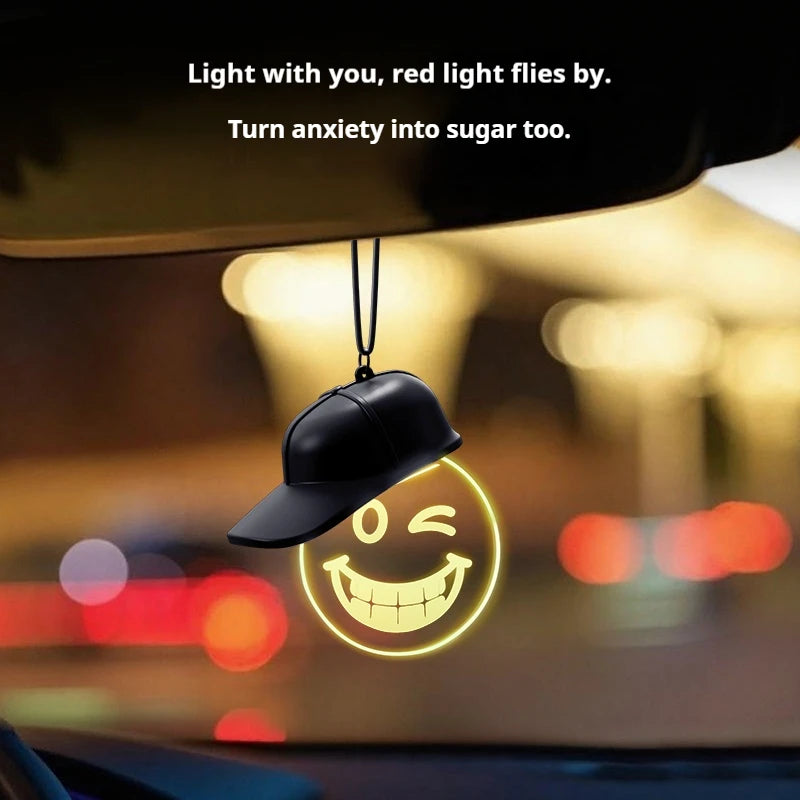 Creative Retro Car Pendant, Luminous Light Bulb Hanging Decoration, High-end Auto Atmosphere Light, Rearview Mirror Decor