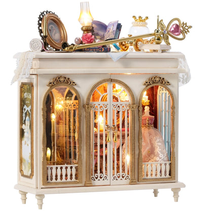 Moonlight Fantasy Mini 3D Puzzle Assembly Model Dollhouse Kit DIY Handmade Toy Bookshelf Set, Wooden Crafts Girl Birthday Gift