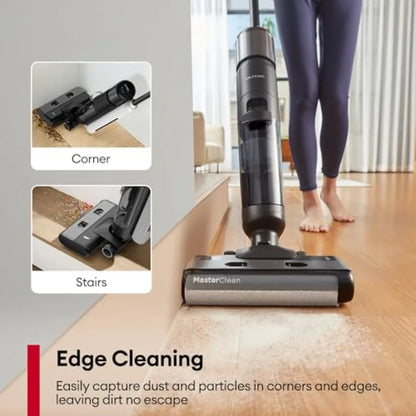 Wet Dry Vacuum Cleaner for Hard Floors, Cordless Vacuum Mop Combo with Self-Cleaning, 50min Runtime, Smart Mess Detection, Edge