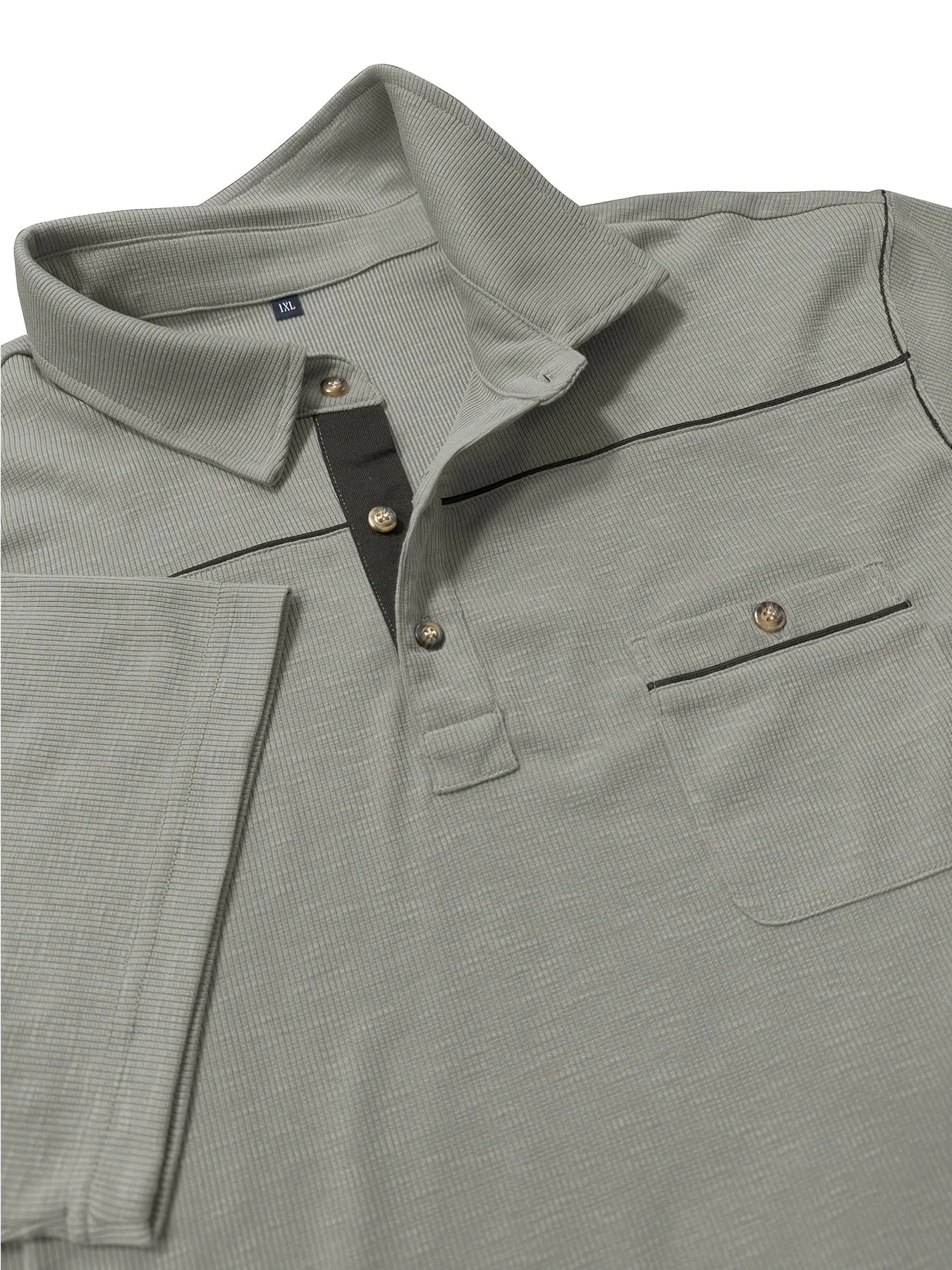 Plus Size Men's Polo Shirt 2026 Summer Fashion Vacation Casual Collared Solid Color Henley T-Shirt Pullover Top