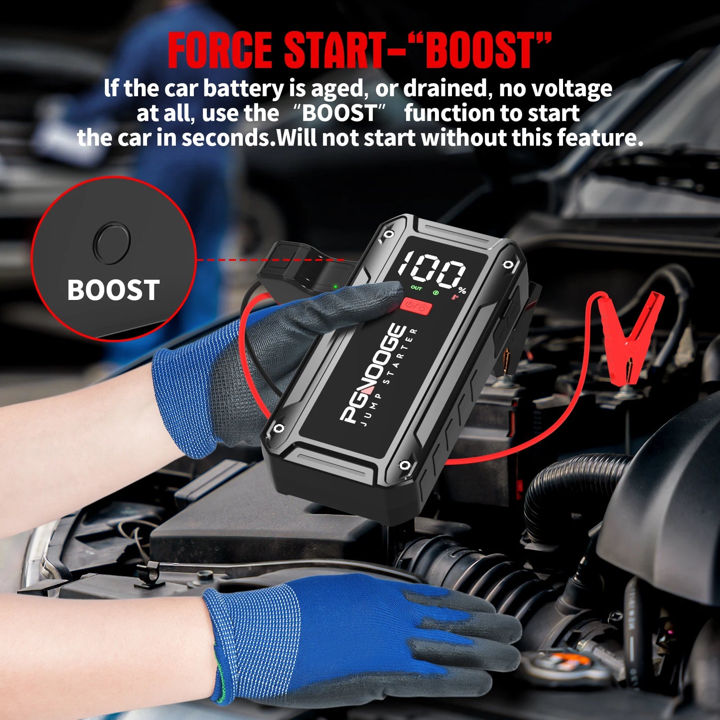 PGNOOGE 6000A 26800mAh Car Jump Starter, Car Battery Booster, Car Jump Starter Power Bank, Car Starter, Portable Battery Pack