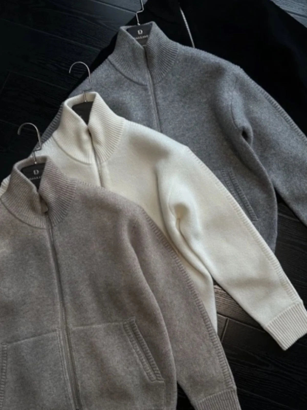 Autumn Winter New Double Zipper Stand Collar Thickened Knitted Jacket Men's High Fashion Soft Warm Sweater Casual Style Long ...
